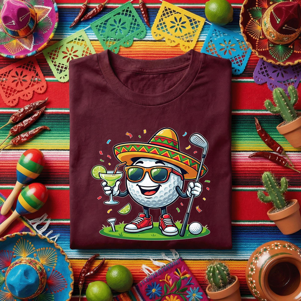 Cinco de Mayo Golf Shirt Funny Golf Margarita Tee, Golf Lover Fiesta Shirt, Mexican Party Golfing Gift, Golfer Celebration Tee