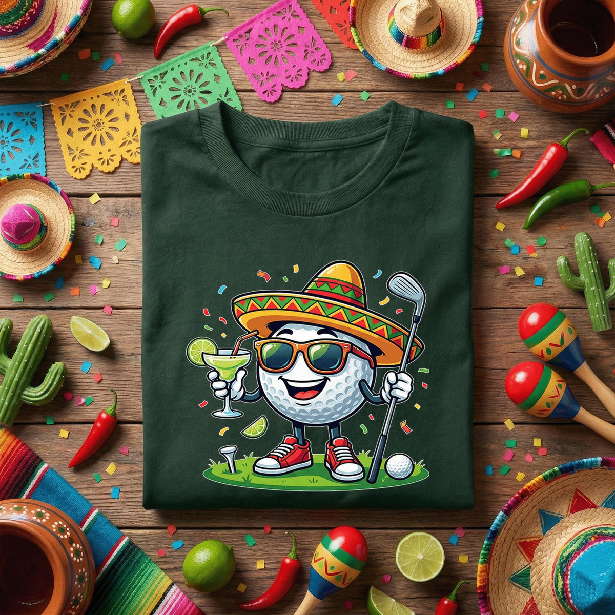 Cinco de Mayo Golf Shirt Funny Golf Margarita Tee, Golf Lover Fiesta Shirt, Mexican Party Golfing Gift, Golfer Celebration Tee
