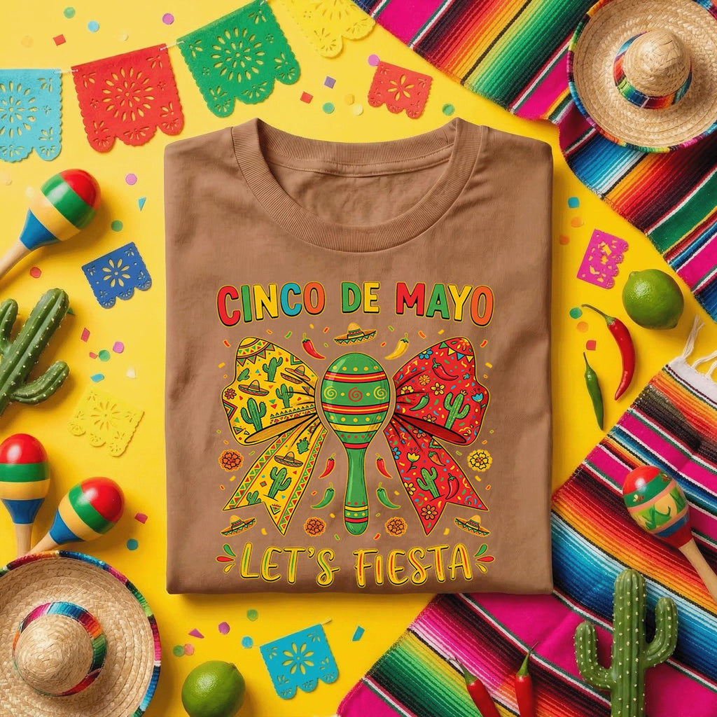 Cinco De Mayo Lets Fiesta Shirt Funny Mexican Fiesta Maracas Tee, Colorful Sombrero Party Shirt, Cinco De Mayo Celebration Tee