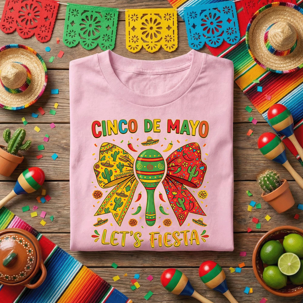 Cinco De Mayo Lets Fiesta Shirt Funny Mexican Fiesta Maracas Tee, Colorful Sombrero Party Shirt, Cinco De Mayo Celebration Tee