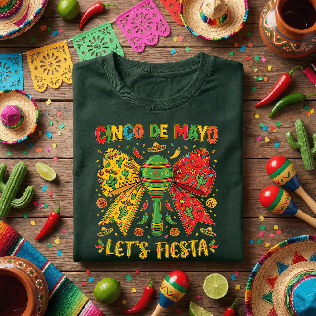 Cinco De Mayo Lets Fiesta Shirt Funny Mexican Fiesta Maracas Tee, Colorful Sombrero Party Shirt, Cinco De Mayo Celebration Tee