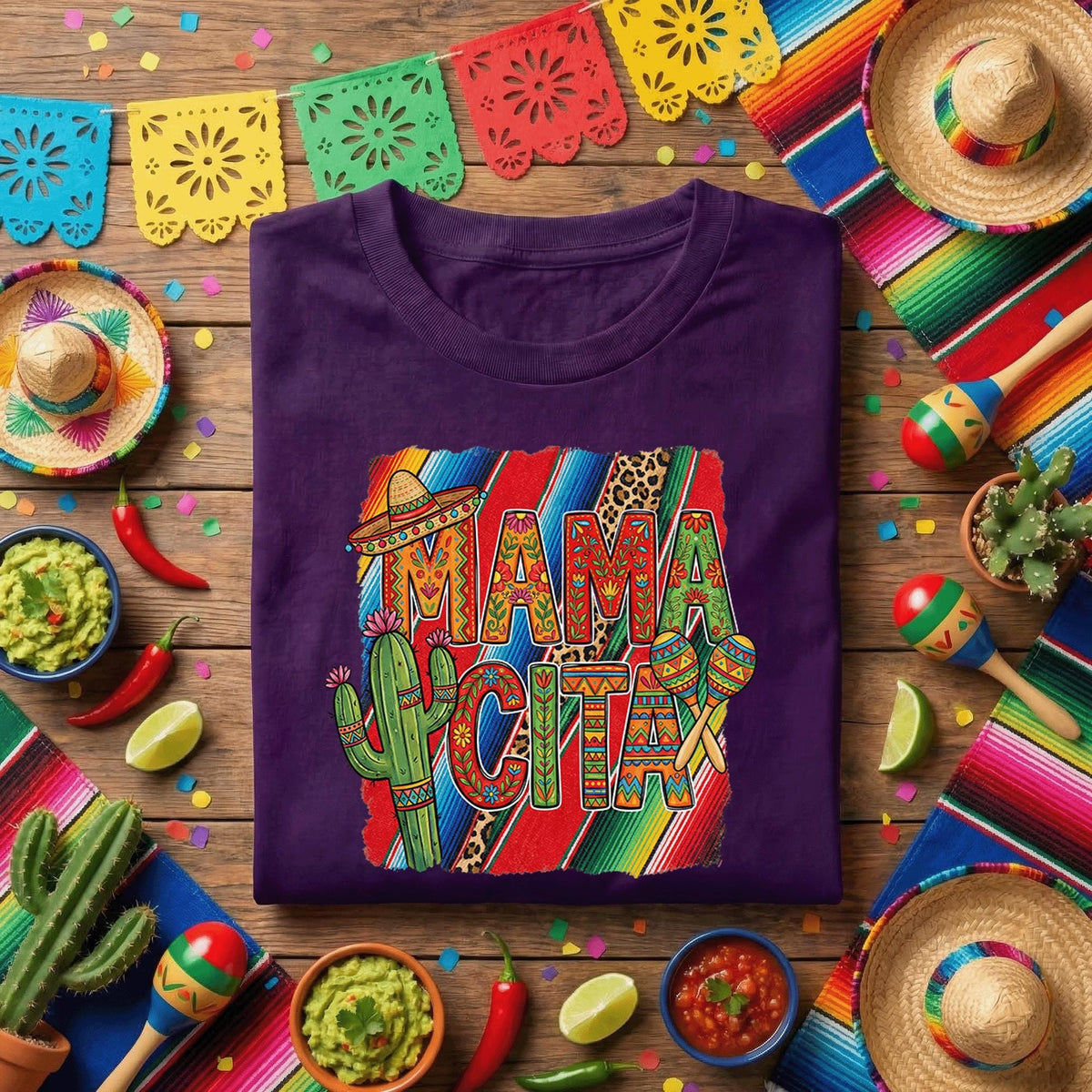 Mamacita Cinco De Mayo Shirt Mexican Fiesta Mama Tee, Funny Taco Fiesta Mom Shirt, Colorful Serape Cactus Maracas Party Shirt