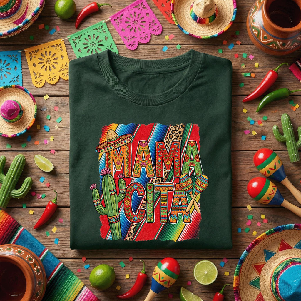 Mamacita Cinco De Mayo Shirt Mexican Fiesta Mama Tee, Funny Taco Fiesta Mom Shirt, Colorful Serape Cactus Maracas Party Shirt