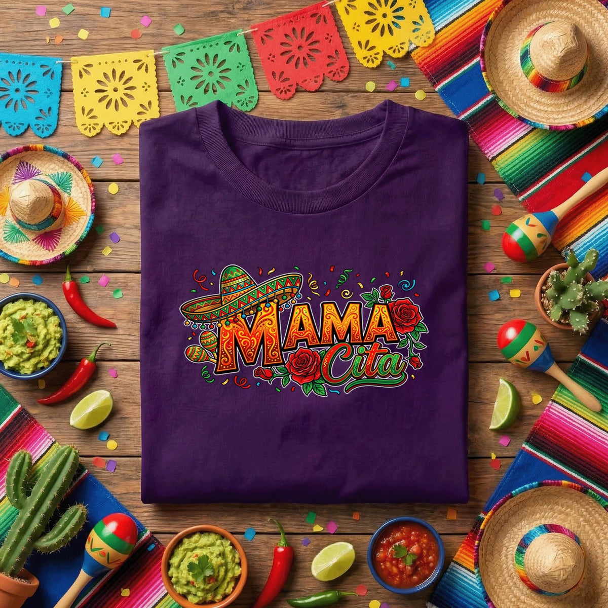 Mama Cita Cinco De Mayo Shirt Funny Fiesta Mom Tee, Mexican Sombrero Rose Fiesta Shirt, Cute Mexican Party Tee for Moms
