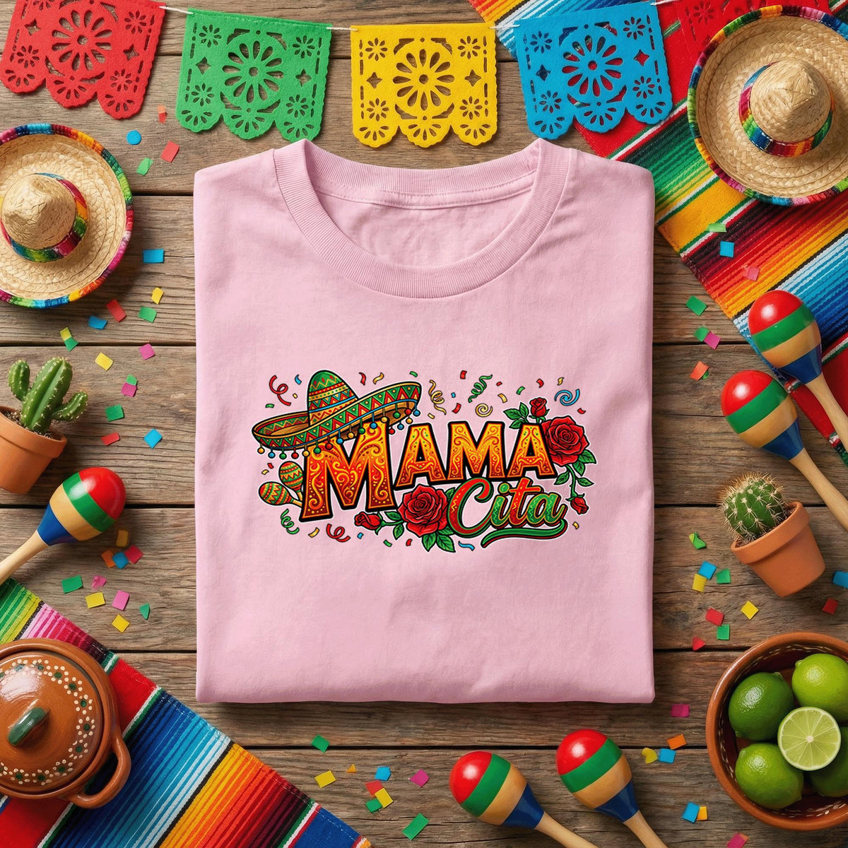 Mama Cita Cinco De Mayo Shirt Funny Fiesta Mom Tee, Mexican Sombrero Rose Fiesta Shirt