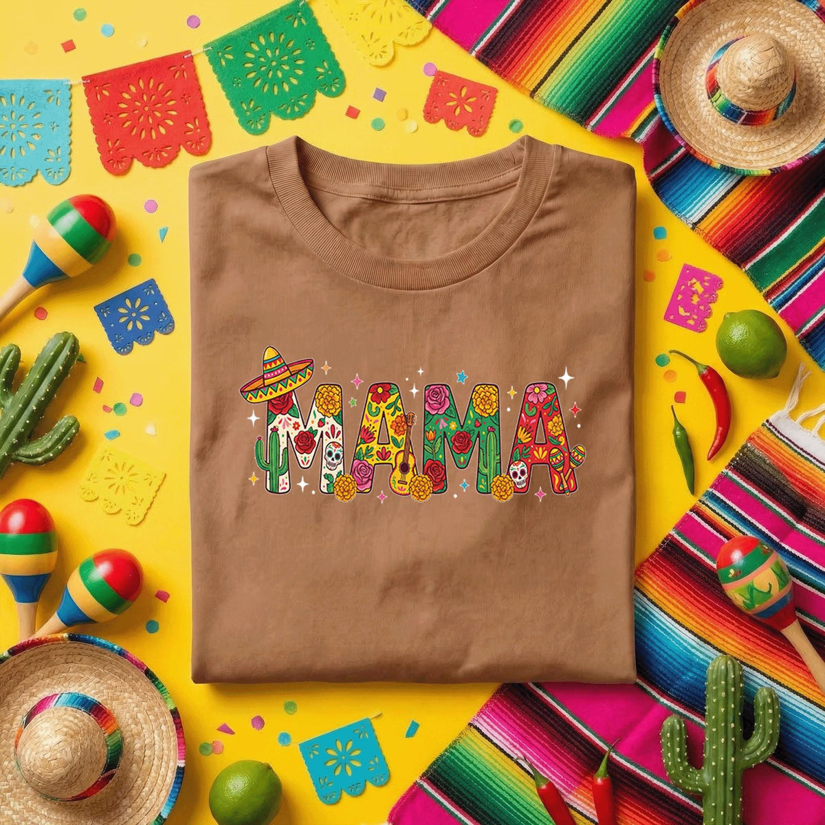 Mama Cinco De Mayo Shirt Mexican Fiesta Mama Tee, Floral Sugar Skull Cactus Mama Shirt, Cute Mexican Fiesta Mom Tee