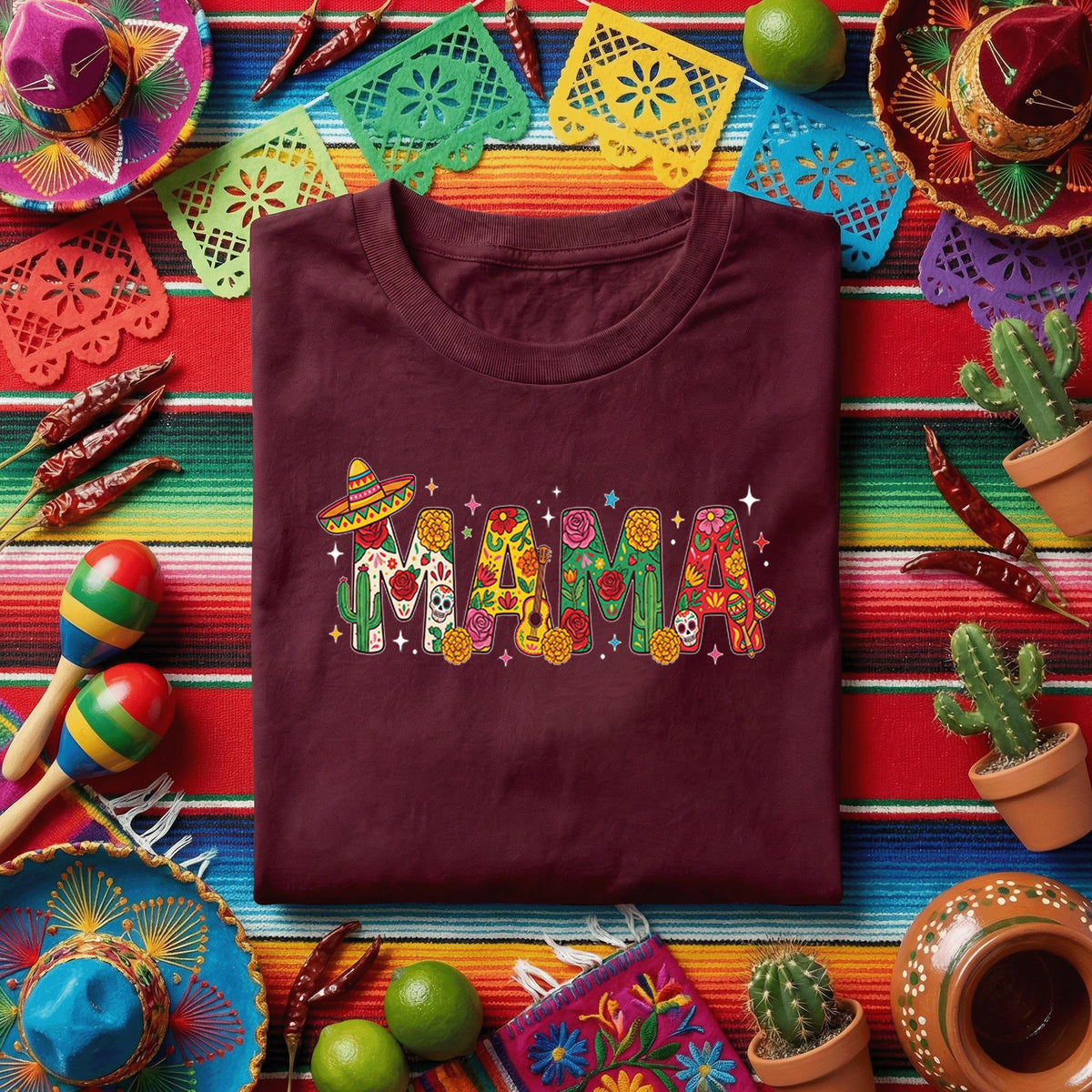 Mama Cinco De Mayo Shirt Mexican Fiesta Mama Tee, Floral Sugar Skull Cactus Mama Shirt, Cute Mexican Fiesta Mom Tee