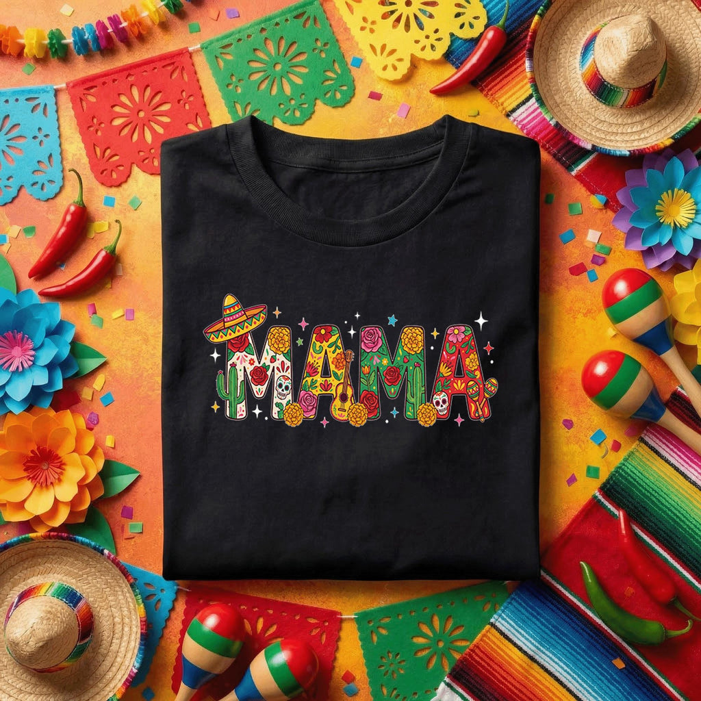 Mama Cinco De Mayo Shirt Mexican Fiesta Mama Tee, Floral Sugar Skull Cactus Mama Shirt