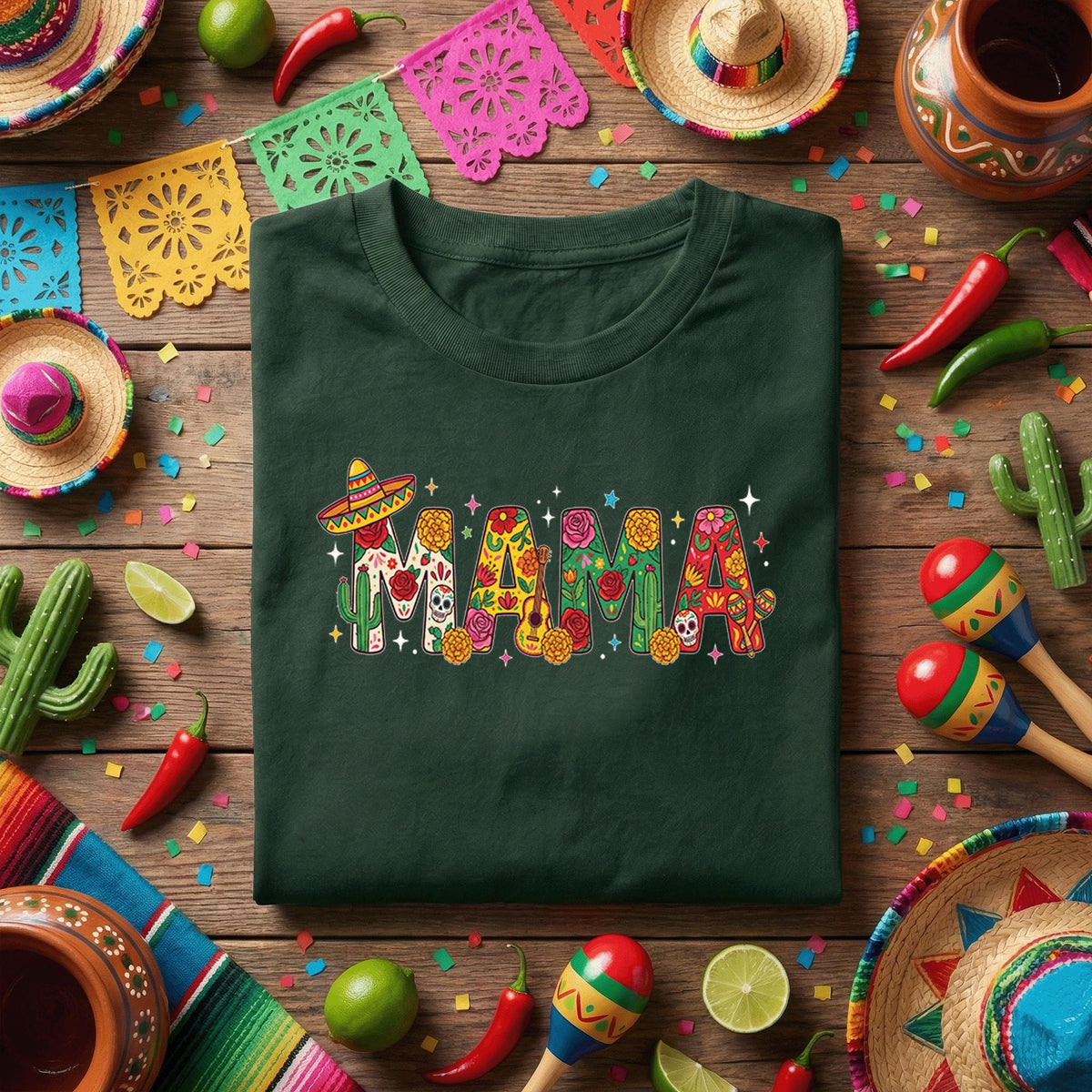 Mama Cinco De Mayo Shirt Mexican Fiesta Mama Tee, Floral Sugar Skull Cactus Mama Shirt, Cute Mexican Fiesta Mom Tee