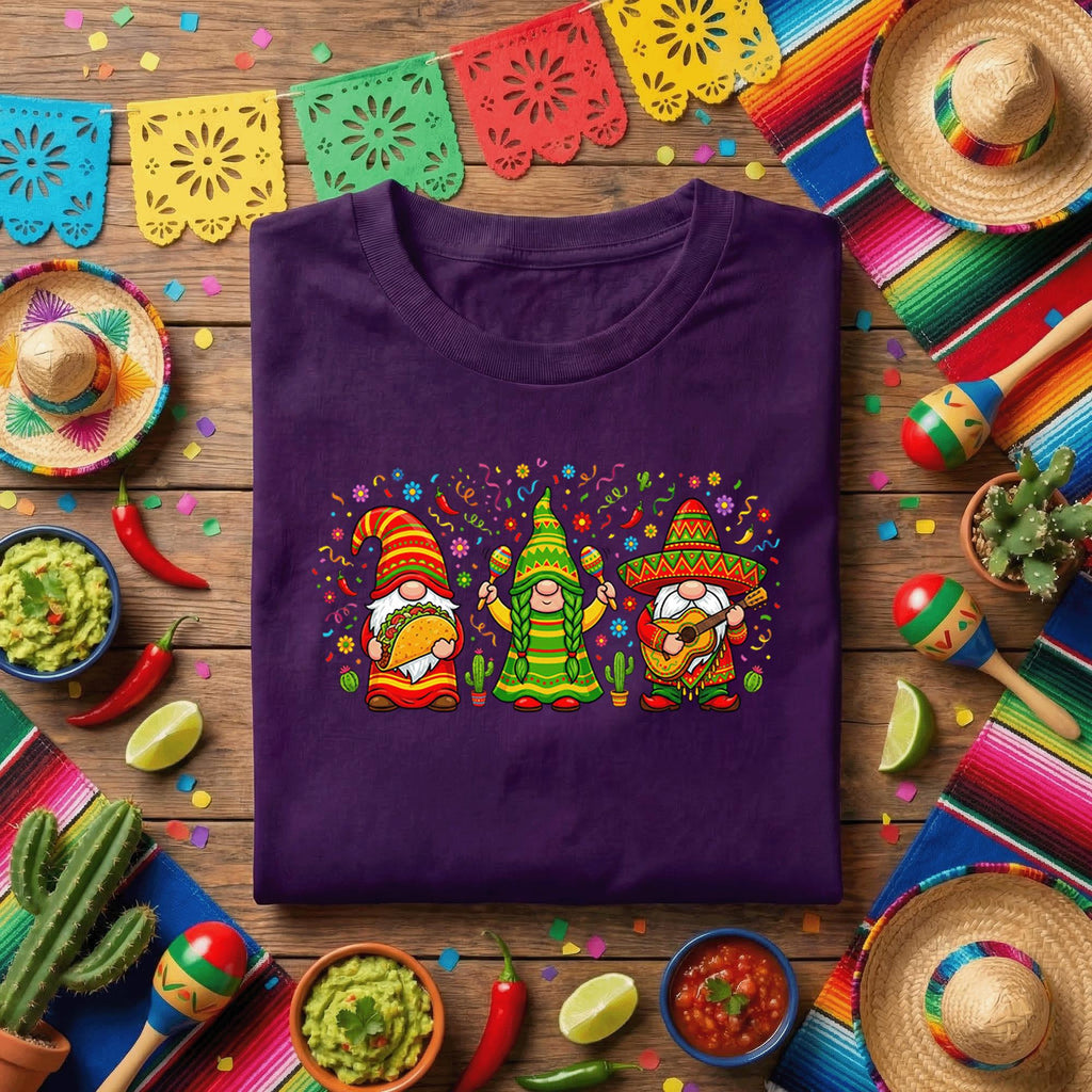 Cinco De Mayo Gnome Trio Shirt Funny Fiesta Gnomes Tee, Mexican Taco Guitar Maracas Gnome Shirt, Cute Cinco De Mayo Party Tee