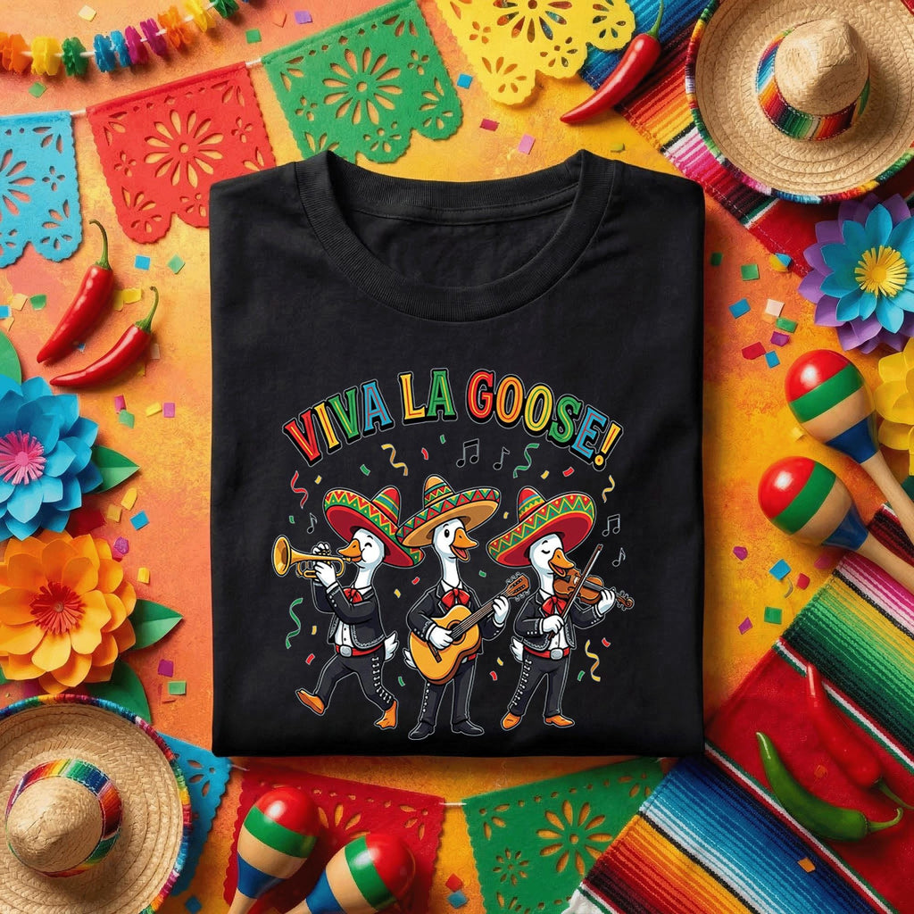 Viva La Goose Shirt Funny Cinco De Mayo Goose Mariachi Tee, Mexican Goose Band Fiesta Shirt