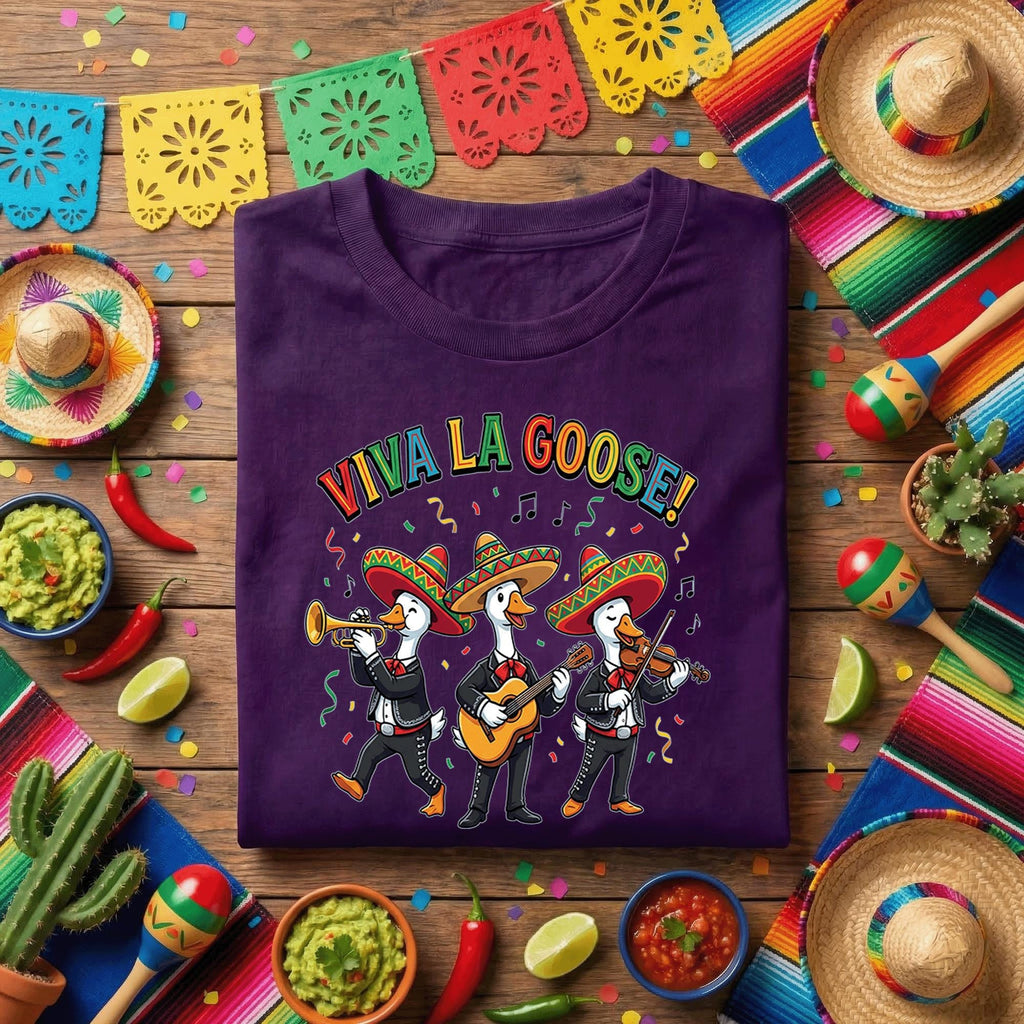 Viva La Goose Shirt Funny Cinco De Mayo Goose Mariachi Tee, Mexican Goose Band Fiesta Shirt, Cute Cinco De Mayo Party Tee