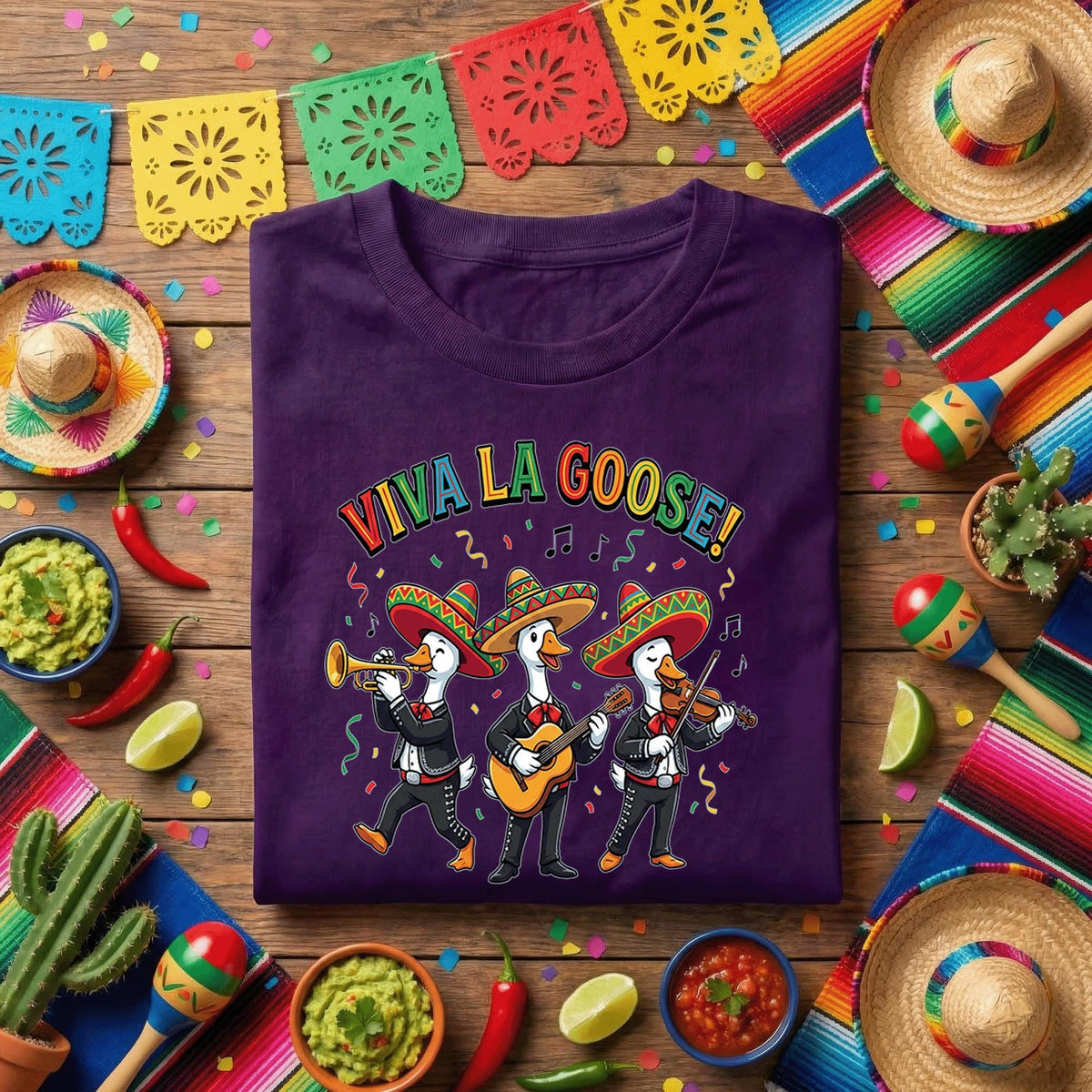 Viva La Goose Shirt Funny Cinco De Mayo Goose Mariachi Tee, Mexican Goose Band Fiesta Shirt, Cute Cinco De Mayo Party Tee