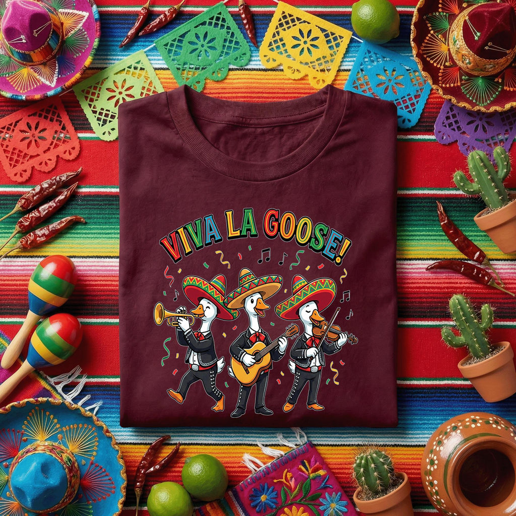 Viva La Goose Shirt Funny Cinco De Mayo Goose Mariachi Tee, Mexican Goose Band Fiesta Shirt, Cute Cinco De Mayo Party Tee