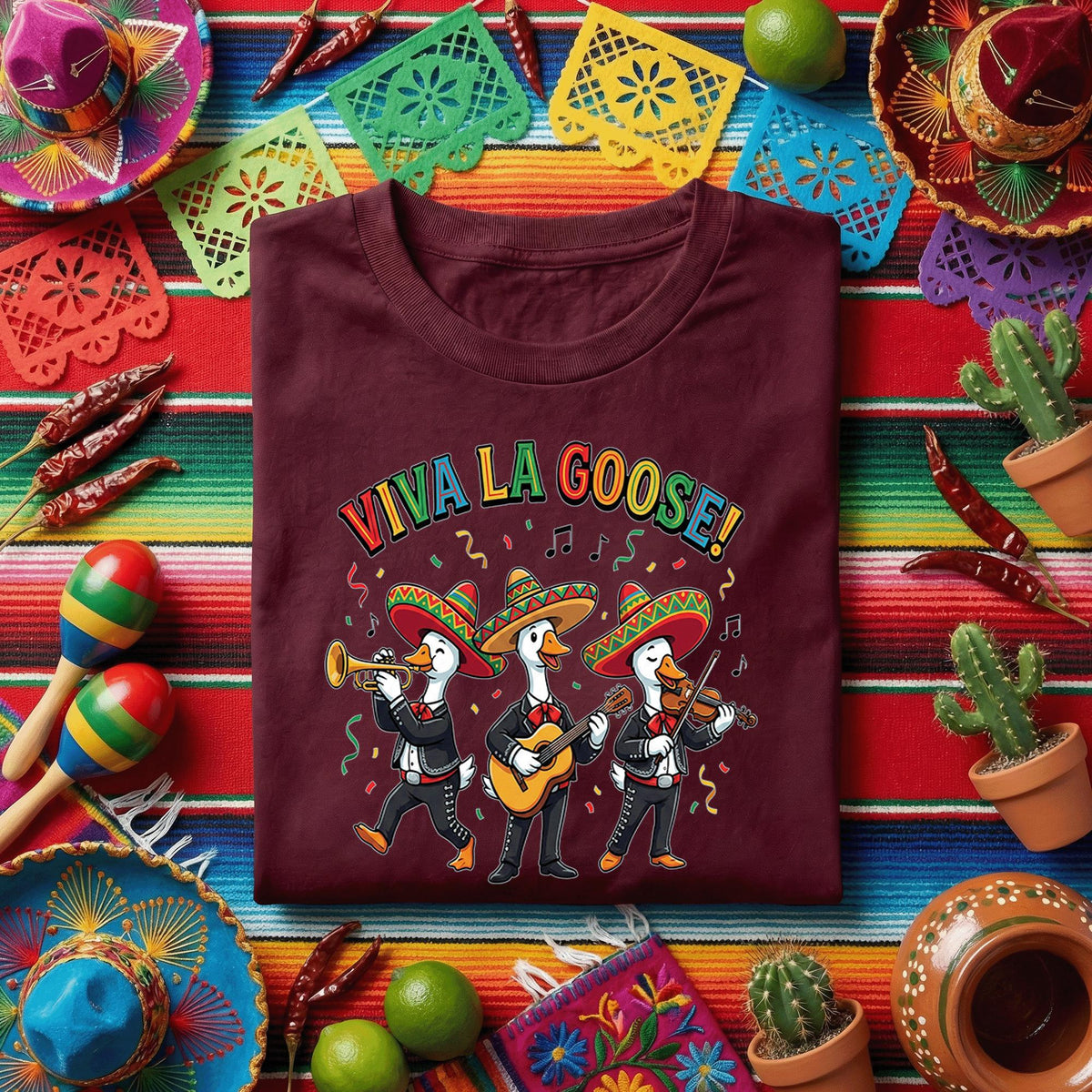Viva La Goose Shirt Funny Cinco De Mayo Goose Mariachi Tee, Mexican Goose Band Fiesta Shirt, Cute Cinco De Mayo Party Tee