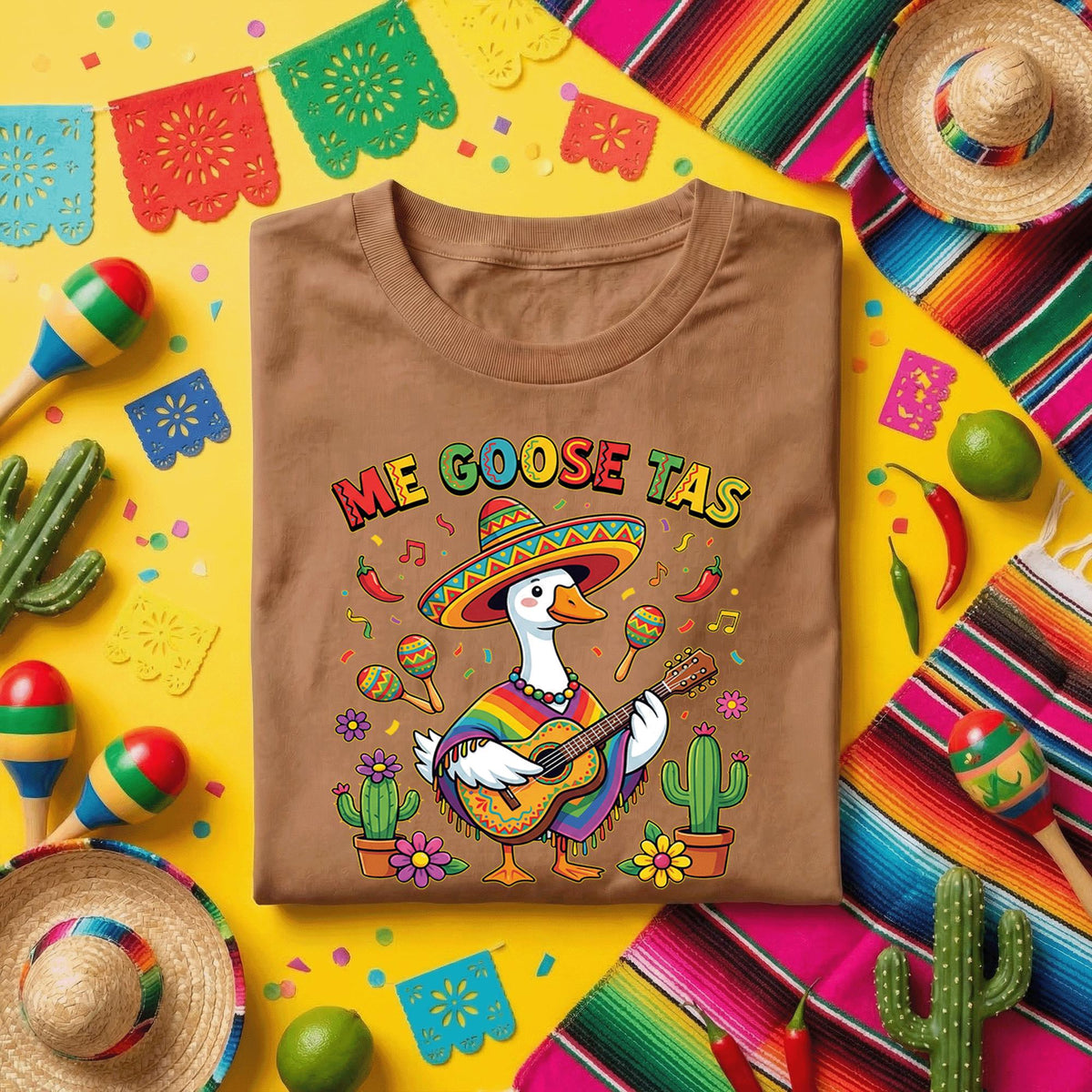 Me Goose Tas Shirt Funny Cinco De Mayo Goose Tee, Mexican Fiesta Mariachi Goose Guitar Shirt, Cute Taco Fiesta Party Tee