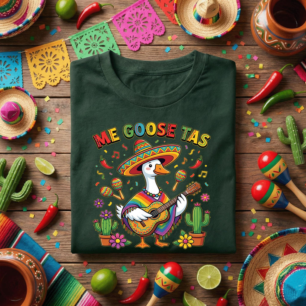 Me Goose Tas Shirt Funny Cinco De Mayo Goose Tee, Mexican Fiesta Mariachi Goose Guitar Shirt, Cute Taco Fiesta Party Tee