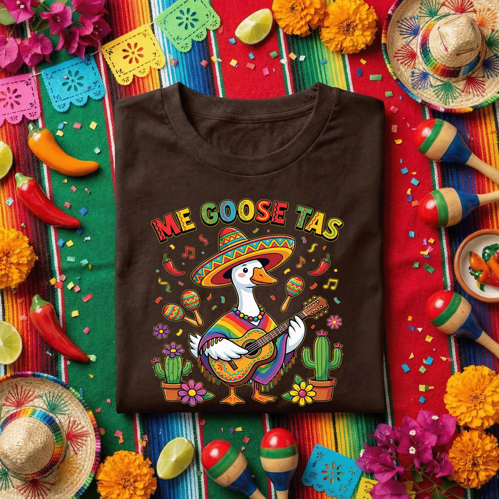 Me Goose Tas Shirt Funny Cinco De Mayo Goose Tee, Mexican Fiesta Mariachi Goose Guitar Shirt, Cute Taco Fiesta Party Tee