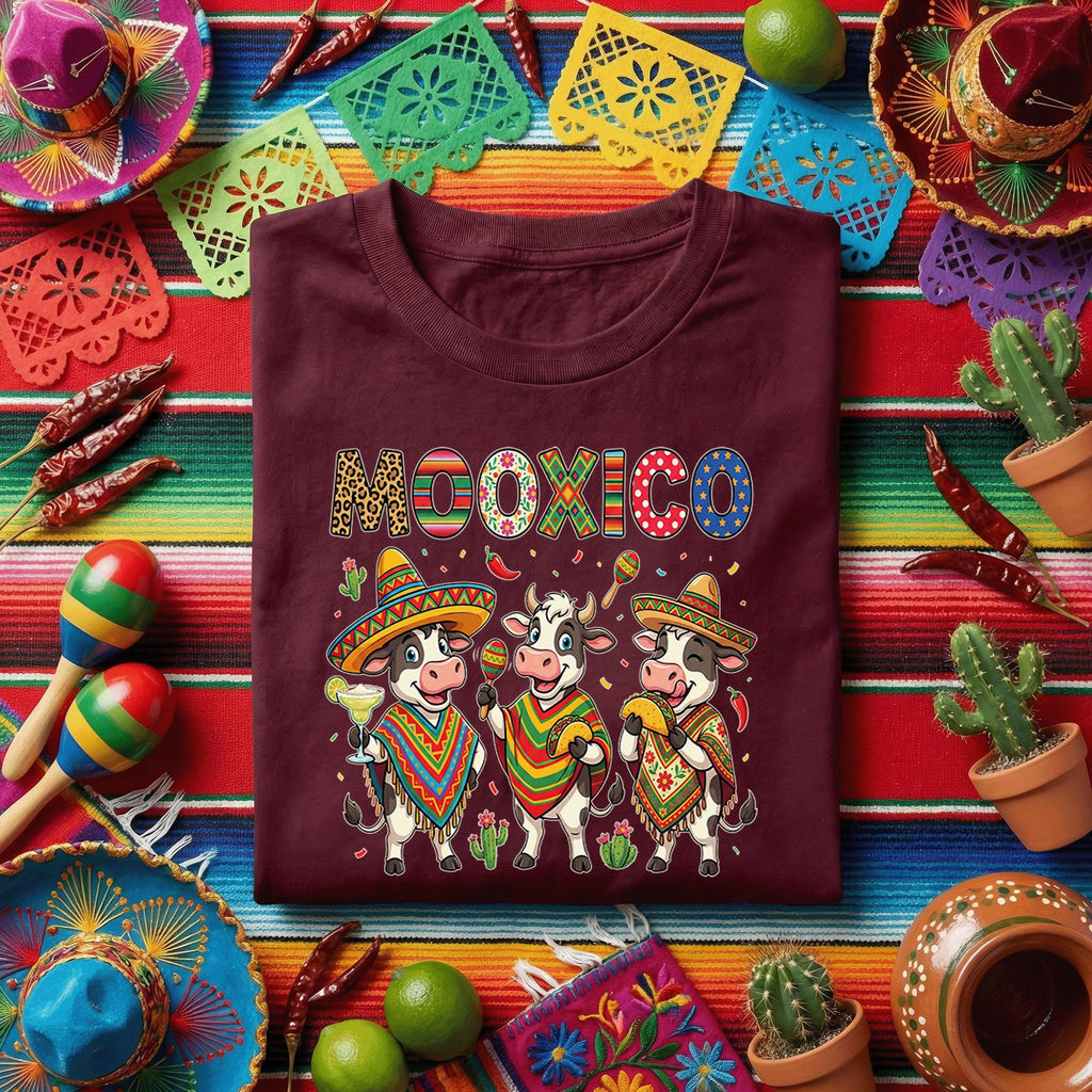 MooXico Cinco De Mayo Cow Shirt Funny Fiesta Cow Trio Tee, Mexican Sombrero Cow Taco Margarita Party Shirt, Cute Cinco De Mayo Tee