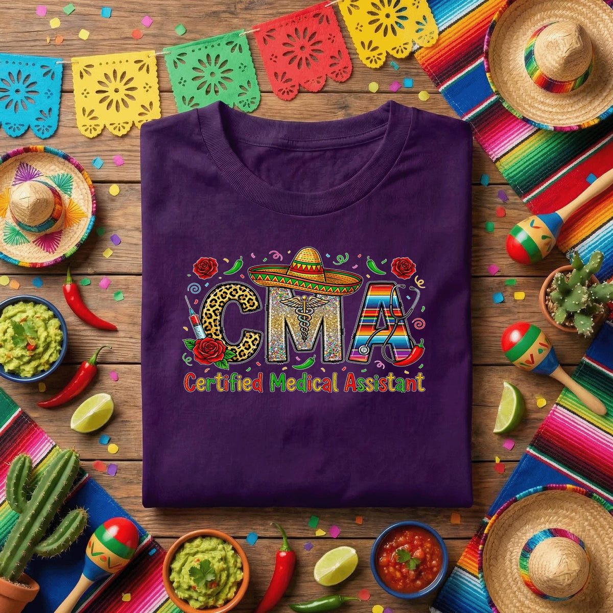 CMA Certified Medical Assistant Cinco De Mayo Shirt Funny Medical Assistant Fiesta Tee, Healthcare Worker Mexican Party Shirt