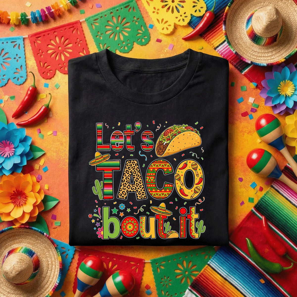Let’s Taco Bout It Cinco De Mayo Shirt Funny Taco Fiesta Tee Mexican Party Shirt Taco Lover Cinco De Mayo Celebration Shirt