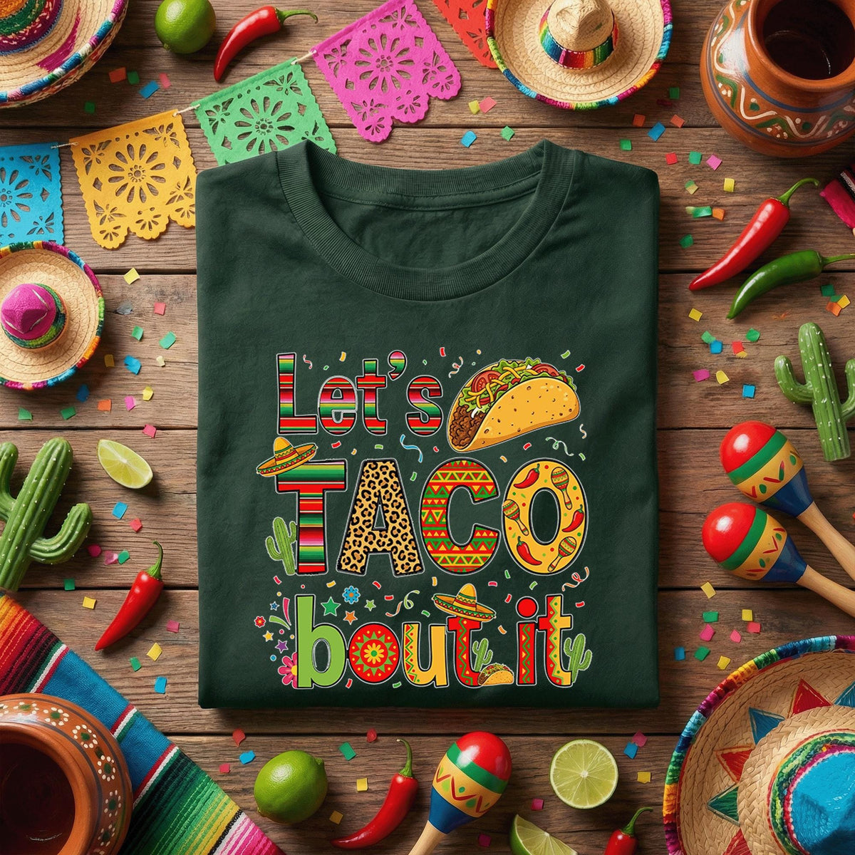 Let’s Taco Bout It Cinco De Mayo Shirt Funny Taco Fiesta Tee Mexican Party Shirt Taco Lover Cinco De Mayo Celebration Shirt