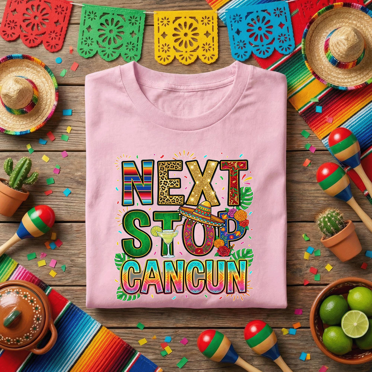 Next Stop Cancun Cinco De Mayo Shirt Funny Mexico Vacation Fiesta Tee, Cancun Trip Party Shirt Margarita Lover Travel Shirt