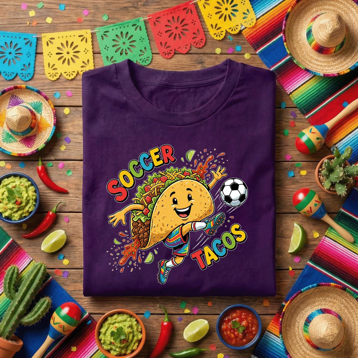 Soccer Tacos Cinco De Mayo Shirt Funny Taco Soccer Player Tee Mexican Fiesta Soccer Shirt Kids Soccer Fan Gift Taco Lover Tee