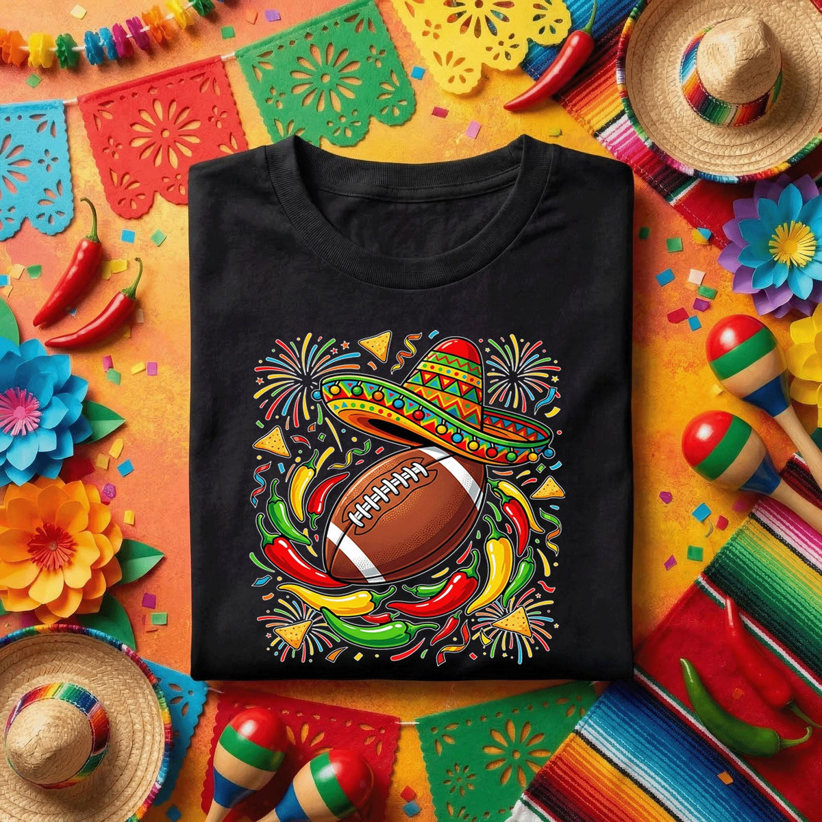 Cinco De Mayo Football Shirt Sombrero Football Fiesta Tee Mexican Fiesta Game Day Shirt Funny Football Fan Taco Party...