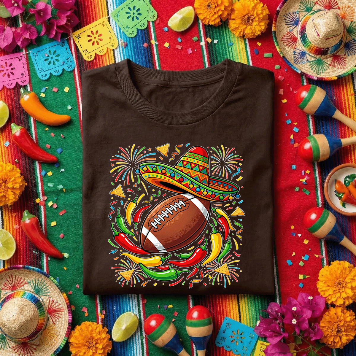 Cinco De Mayo Football Shirt Sombrero Football Fiesta Tee Mexican Fiesta Game Day Shirt Funny Football Fan Taco Party Shirt