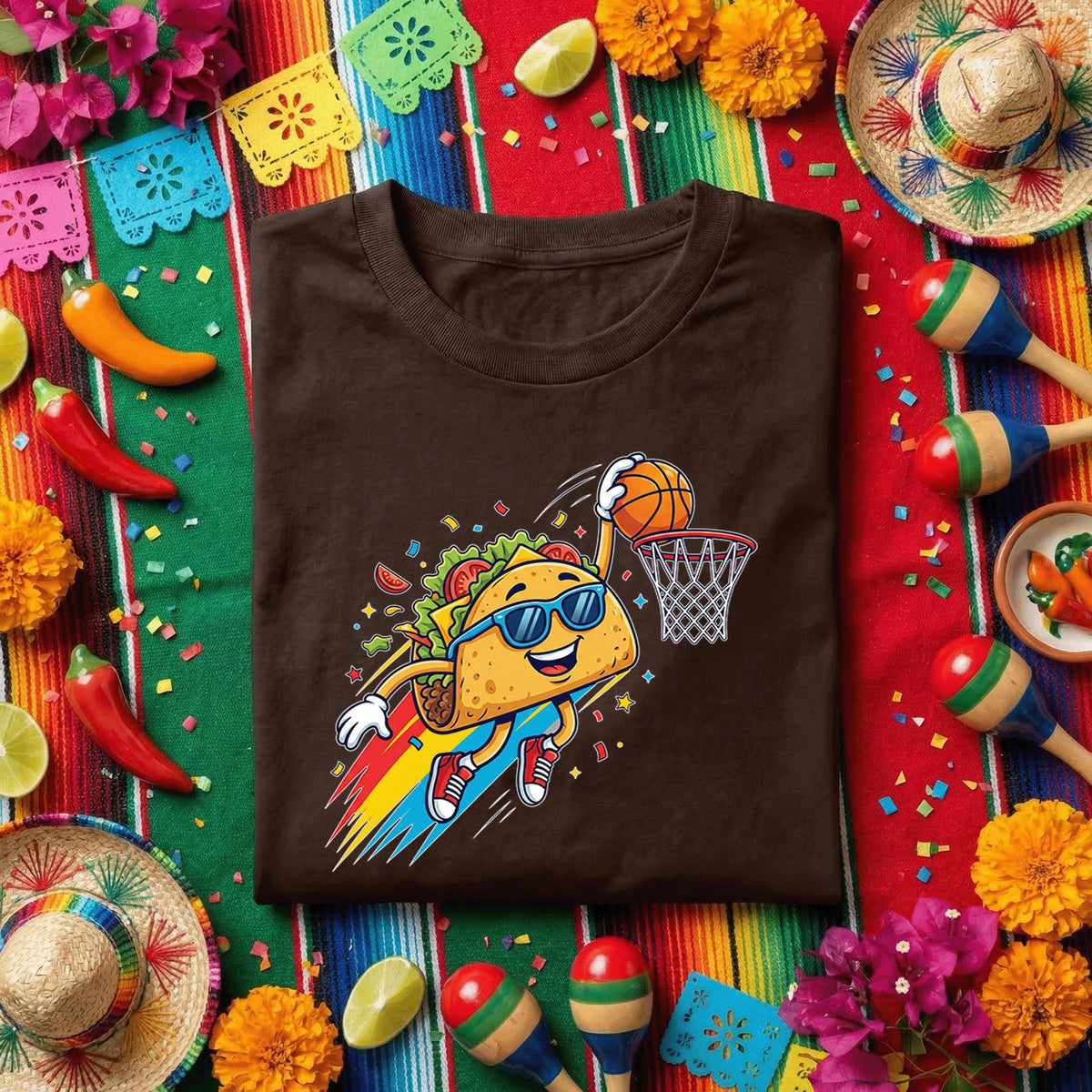 Funny Taco Basketball Shirt Cinco De Mayo Taco Dunk Tee Mexican Fiesta Basketball Player Shirt Taco Lover Sports Tee