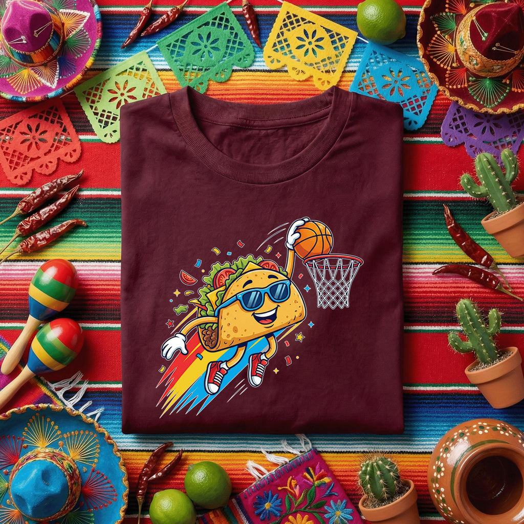 Funny Taco Basketball Shirt Cinco De Mayo Taco Dunk Tee Mexican Fiesta Basketball Player Shirt Taco Lover Sports Tee