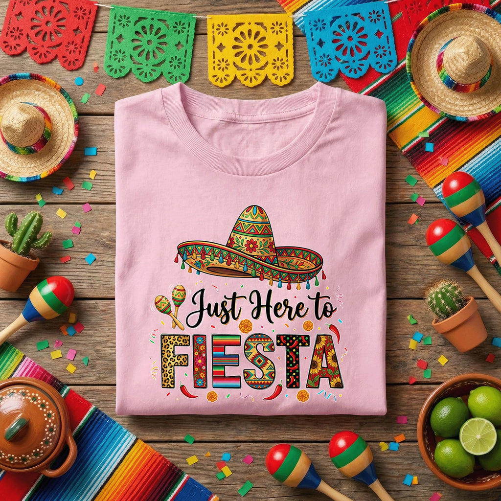Just Here For The Fiesta Shirt Cinco De Mayo Party Tee Mexican Fiesta Shirt Sombrero Maracas Tee Funny Cinco De Mayo ...