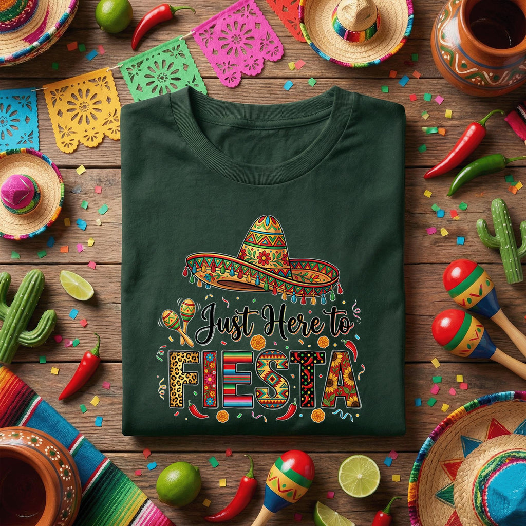 Just Here For The Fiesta Shirt Cinco De Mayo Party Tee Mexican Fiesta Shirt Sombrero Maracas Tee Funny Cinco De Mayo Shirt