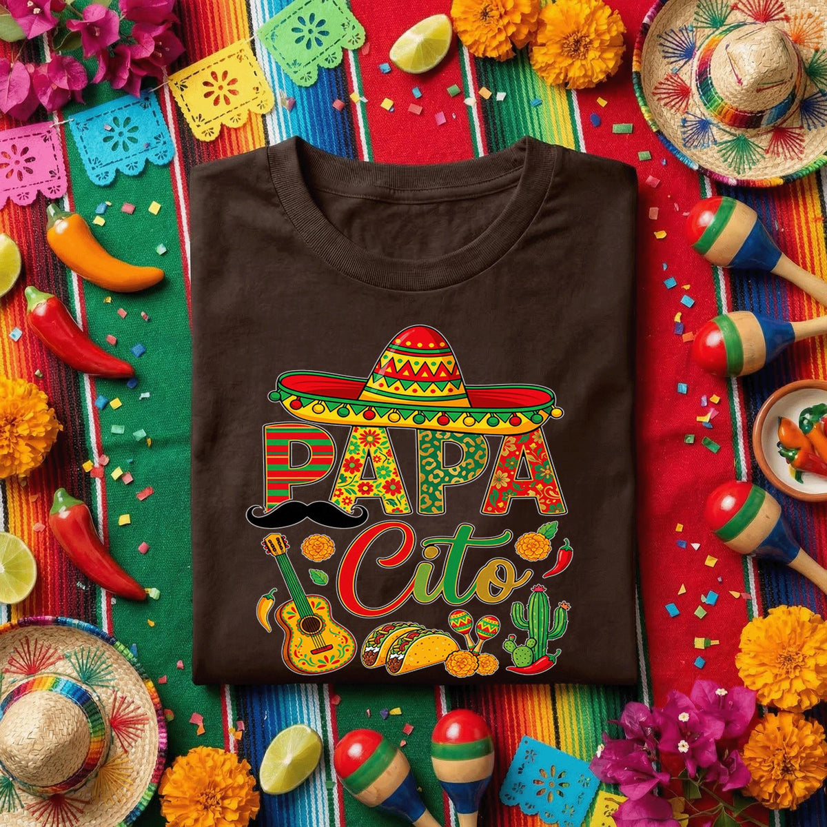 Papa Cito Cinco De Mayo Shirt Funny Mexican Dad Fiesta Tee Sombrero Mustache Taco Guitar Tee Cinco De Mayo Party Shirt