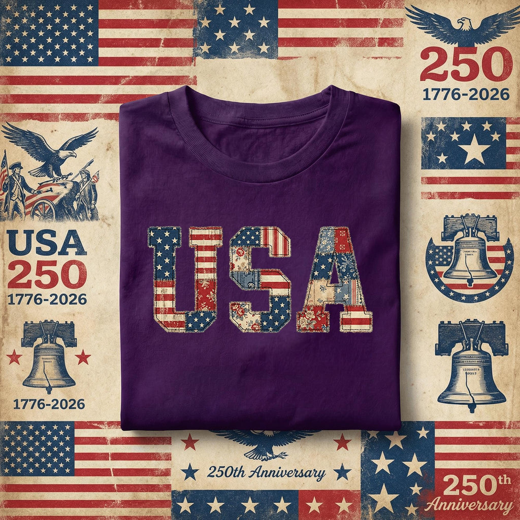 Vintage USA Patchwork Shirt Patriotic Quilt Style Tee Retro America Flag Shirt 4th of July Outfit Red White Blue Gift Idea Fourth of July