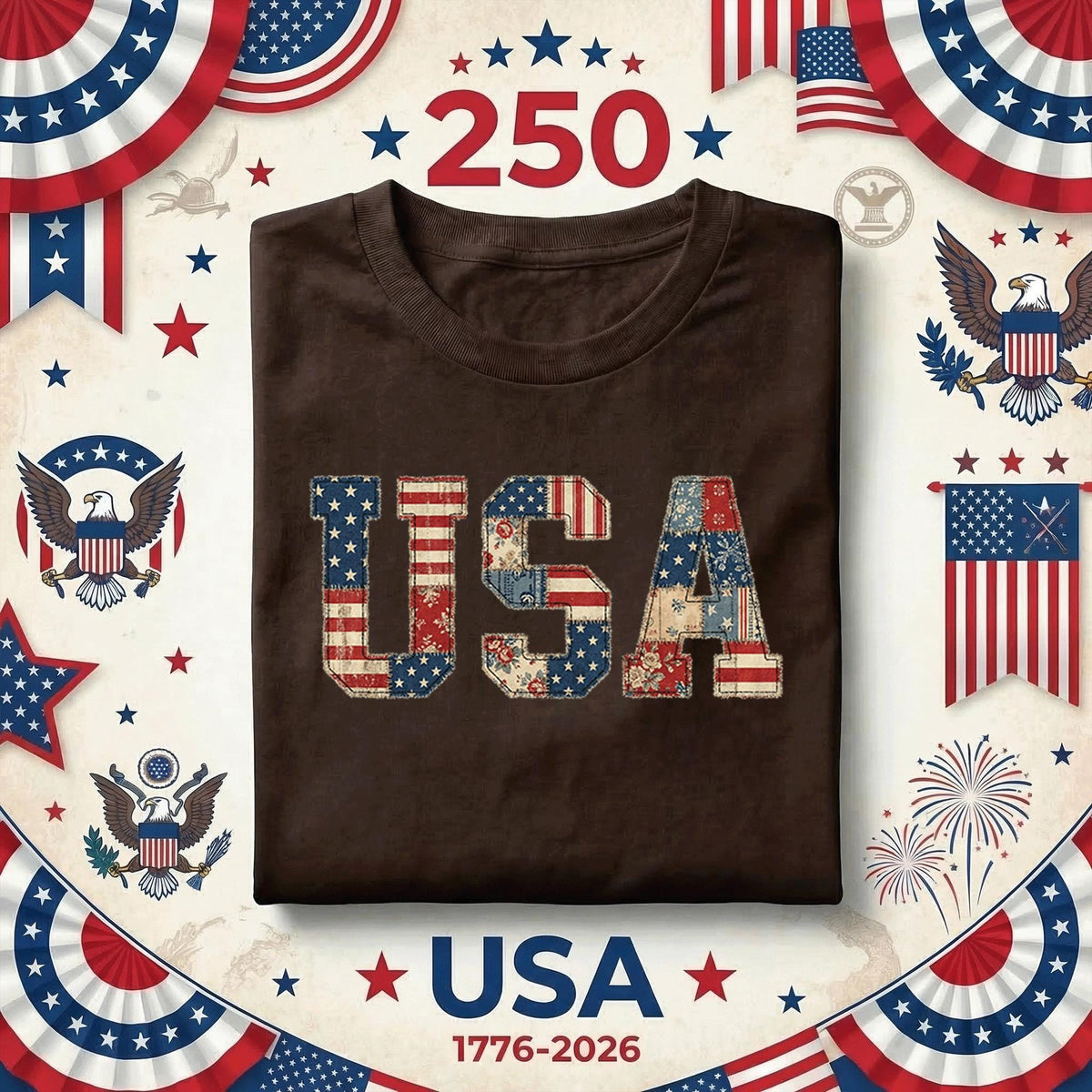 Vintage USA Patchwork Shirt Patriotic Quilt Style Tee Retro America Flag Shirt 4th of July Outfit Red White Blue Gift Idea Fourth of July