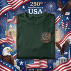 USA Pocket Patch Shirt Vintage Patriotic Minimalist Tee Small Chest Logo America Flag Shirt 4th of July Outfit Gift Idea Fourth of July