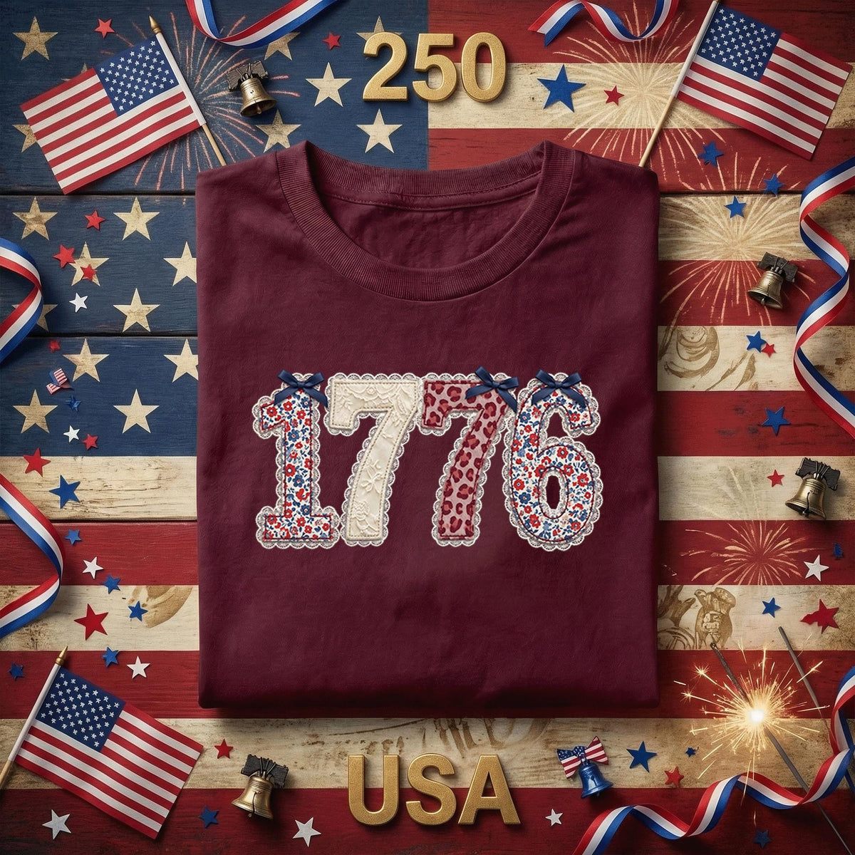 1776 Patriotic Shirt Vintage Floral Independence Day Tee USA Founding Year Shirt Fourth of July Retro American History Shirt 4th of July