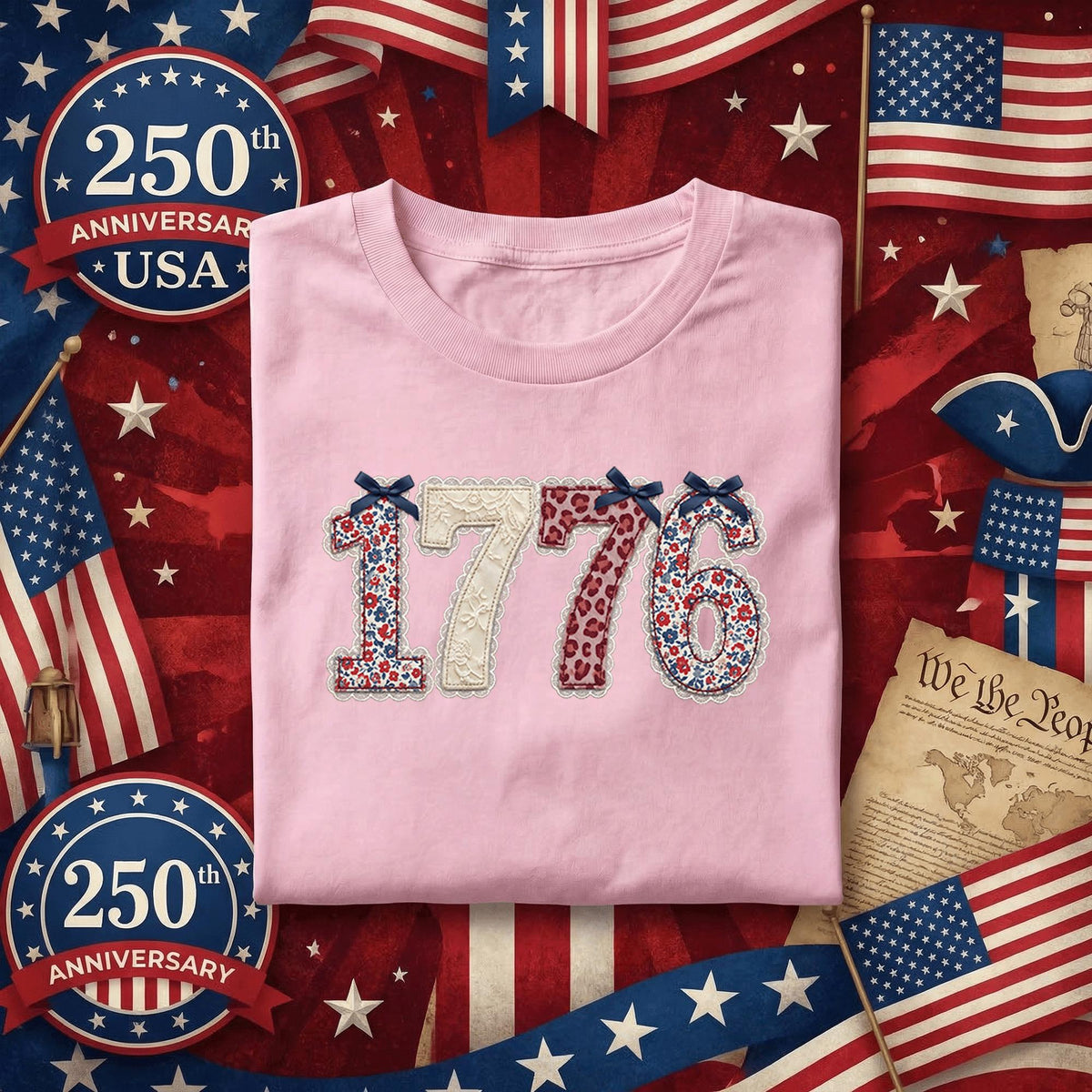 1776 Patriotic Shirt Vintage Floral Independence Day Tee USA Founding Year Shirt Fourth of July Retro American History Shirt 4th of July