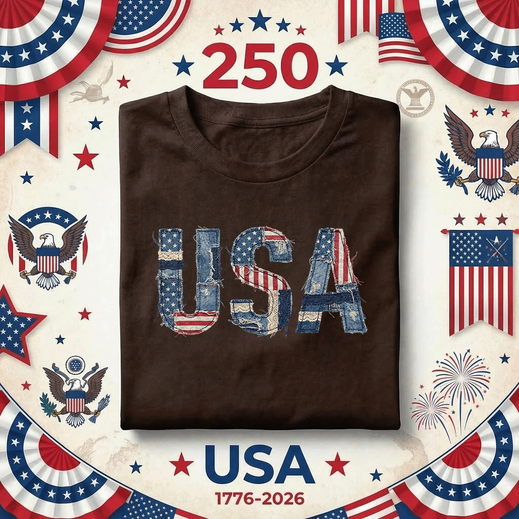USA Patchwork Shirt Vintage American Flag Denim Style Tee Patriotic USA Shirt Fourth of July Shirt Distressed Americana Tee Gift 4th of July