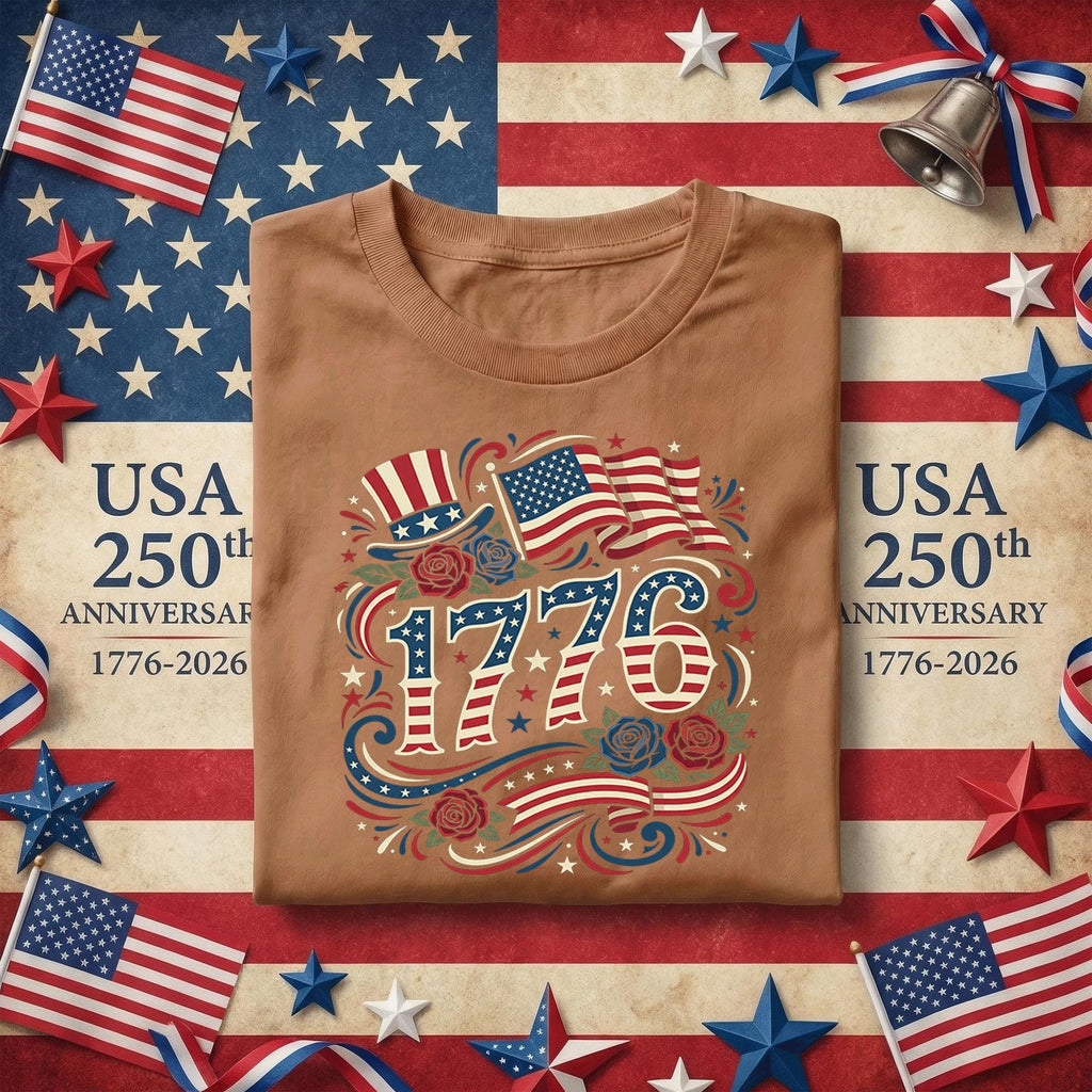 1776 Patriotic Shirt Vintage America Flag Hat Roses Tee Independence Day Shirt Fourth of July Retro USA 1776 Americana Shirt 4th of July