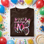 Out Single Digits I'm 10 Birthday Shirt Girls, 10th Birthday Girl Gift, Cute Butterfly Birthday Tee, Double Digits Party Shirt for Kids