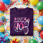 Out Single Digits I'm 10 Birthday Shirt Girls, 10th Birthday Girl Gift, Cute Butterfly Birthday Tee, Double Digits Party Shirt for Kids