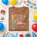 It’s My 60th Birthday Sign My Shirt Women, 60th Birthday Party Shirt for Her, Colorful Butterfly Birthday Tee, Milestone Birthday Outfit
