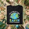 Teacher Earth Day Shirt Future of Planet Earth Classroom Tee, Cute Globe Graphic Teacher Gift