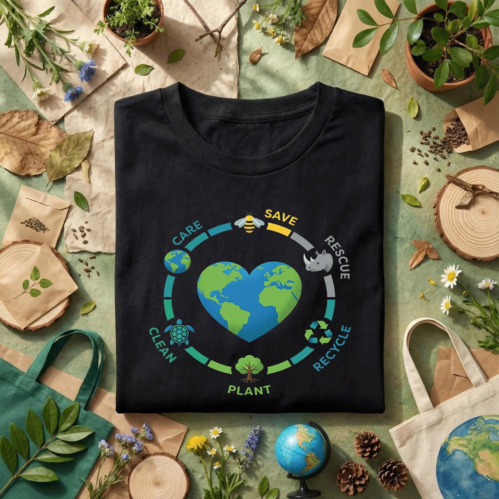 Eco Friendly Earth Day Shirt Care Save Rescue Recycle Plant Tee, Environmental Awareness, Nature Lover Gift, Sustainability Shirt