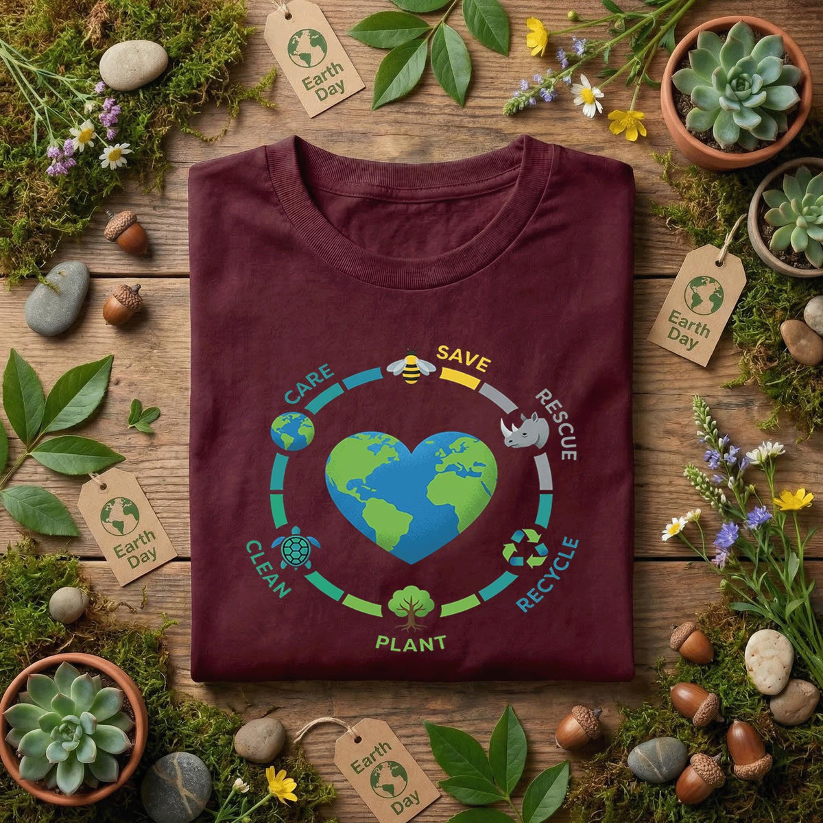 Eco Friendly Earth Day Shirt Care Save Rescue Recycle Plant Tee, Environmental Awareness, Nature Lover Gift, Sustainability Shirt
