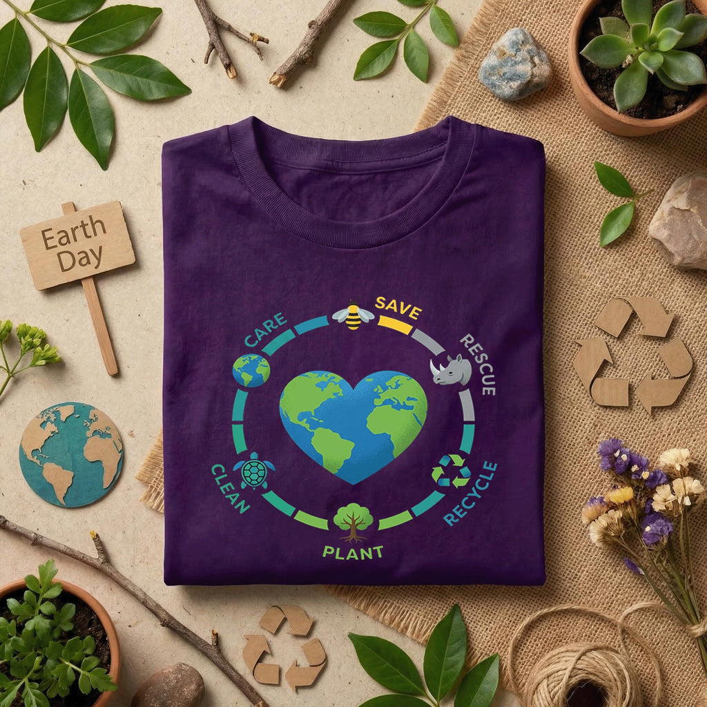Eco Friendly Earth Day Shirt Care Save Rescue Recycle Plant Tee, Environmental Awareness, Nature Lover Gift, Sustainability Shirt