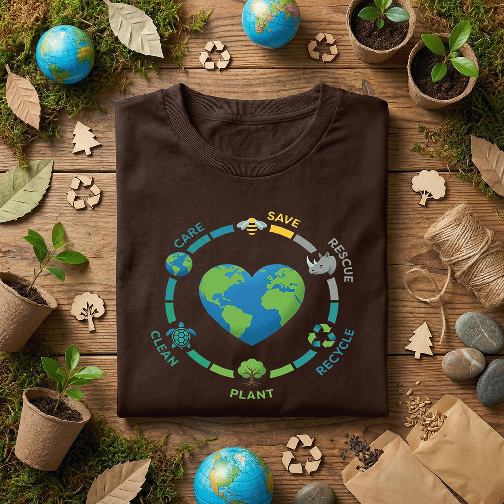 Eco Friendly Earth Day Shirt Care Save Rescue Recycle Plant Tee, Environmental Awareness, Nature Lover Gift, Sustainability Shirt